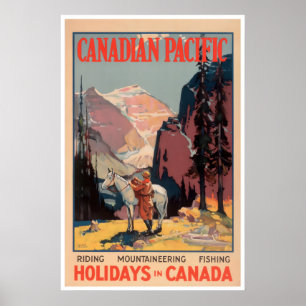 Canada Travel Poster Fishing Art Hunting Print