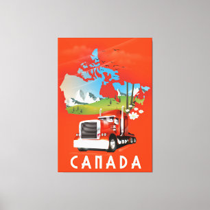 Canada Truck map travel poster Canvas Print