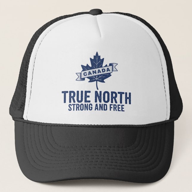 Canada True North Strong And Free  Trucker Hat (Front)