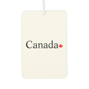 Canada typography with red maple leaf air freshener