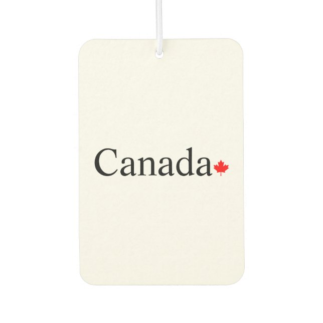 Canada typography with red maple leaf air freshener (Front)