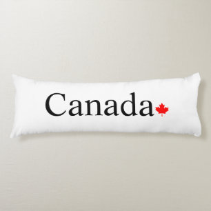 Canada typography with red maple leaf body pillow