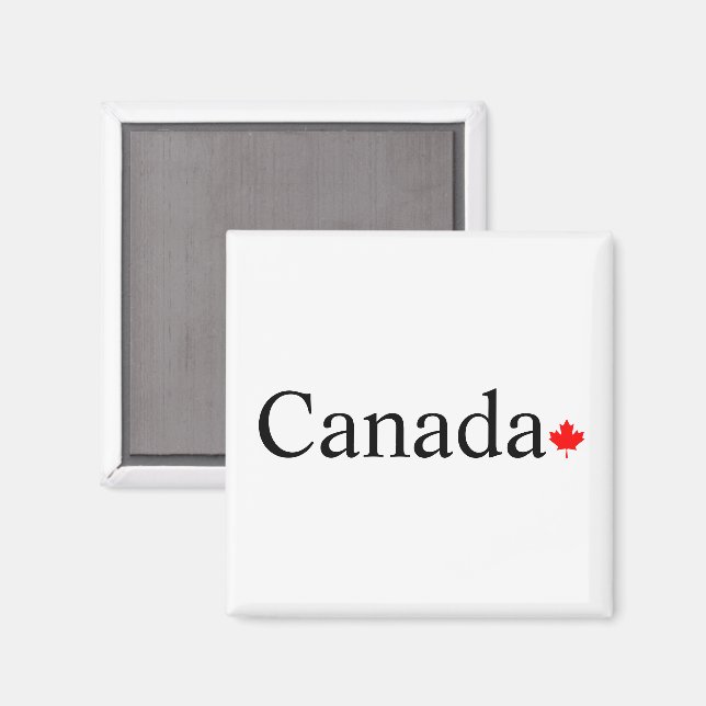 Canada typography with red maple leaf magnet (Front/Back)
