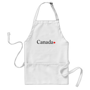 Canada typography with red maple leaf standard apron