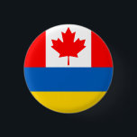 Canada Ukraine 1 Inch Round Button<br><div class="desc">A symbolic badge showing the support of Canada and its people to Ukraine and its people.</div>