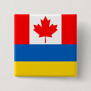 Canada Ukraine Badge 2 Inch Square Button