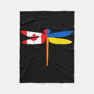 Canada Ukraine Flag  Fleece Blanket