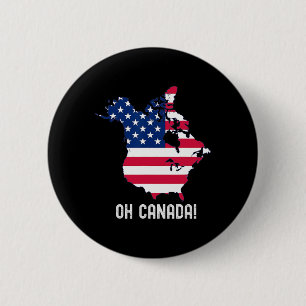 Canada Usa 51st State Map American Flag Usa Oh Can 2 Inch Round Button