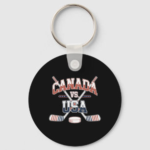 Canada Usa Ice Hockey Game Canadian American Sport Keychain
