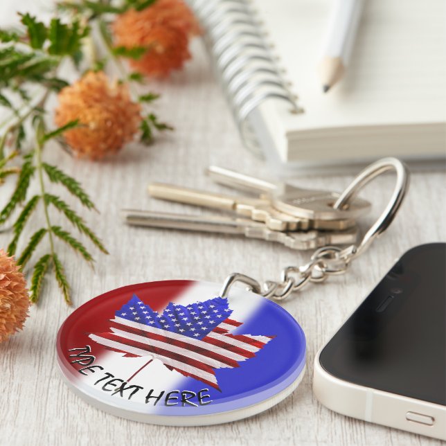 Canada USA Keychain Personalized Souvenir Keychain (Front Right)