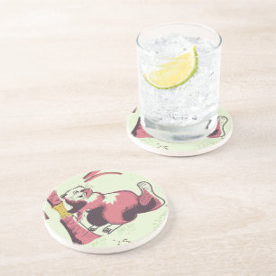 Canada vintage beaver travel poster coaster