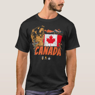 Canada vintage flag and grizzly bear souvenir 126 T-Shirt