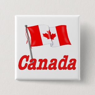 Canada Waving Flag 2 Inch Square Button