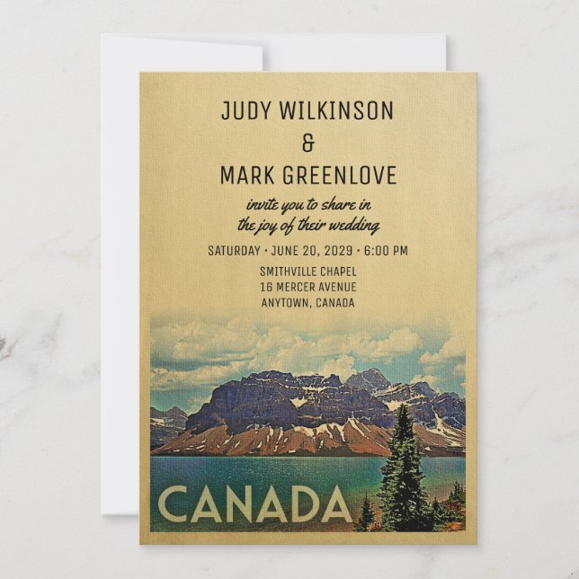 Canada Wedding Invitation Vintage Jasper Park (Front)