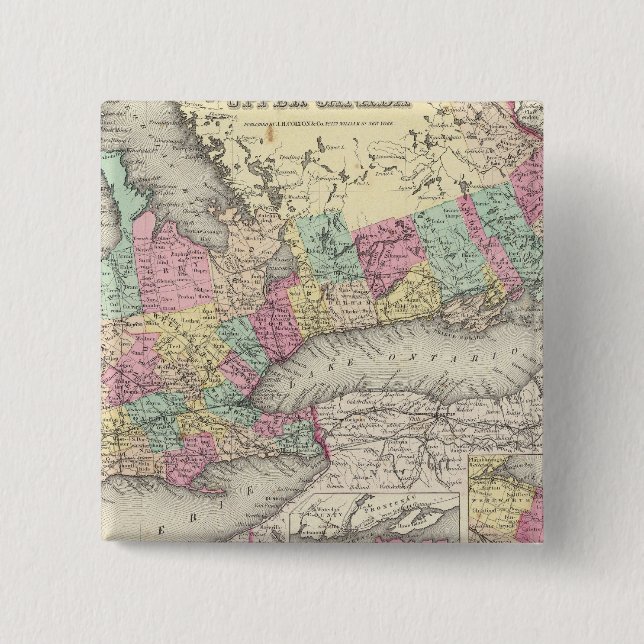 Canada West or Upper Canada 2 Inch Square Button (Front)
