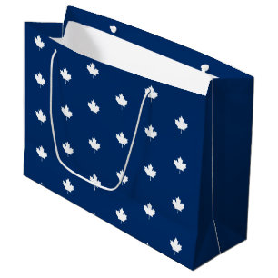 Canada White Maple Leaf on Blue Pattern Large Gift Bag