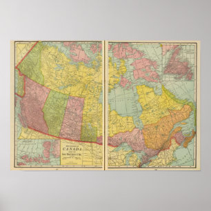 Canada with railroads poster
