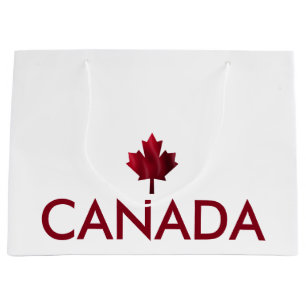 Canada with red wavy maple leaf large gift bag