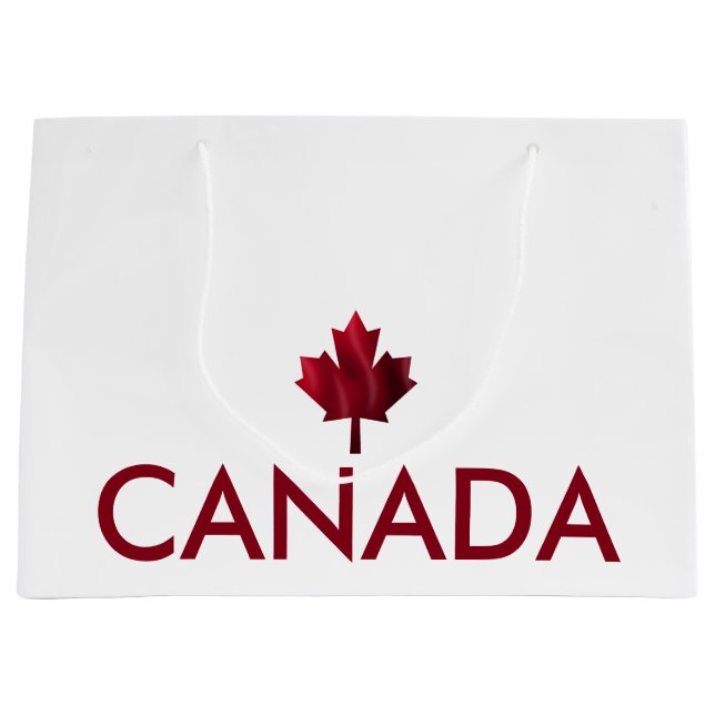 Canada with red wavy maple leaf large gift bag (Front)
