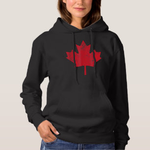 Canada Women Men Distressed Red Maple Leaf Canada Hoodie