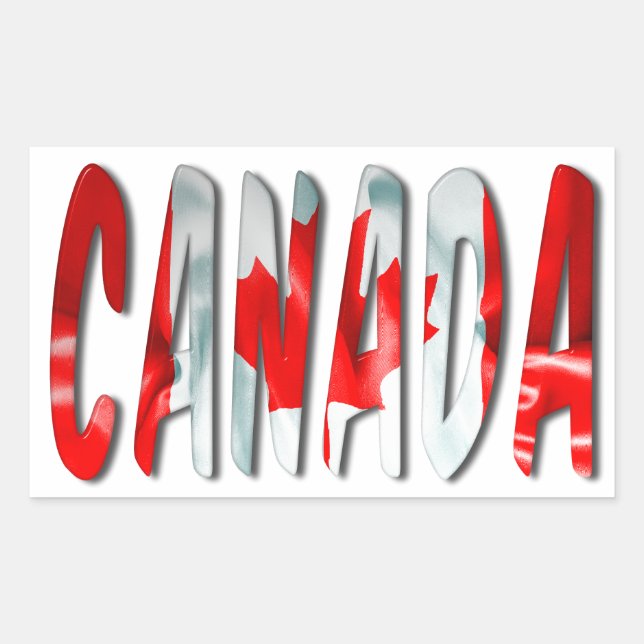 Canada Word With Flag Texture Sticker (Front)