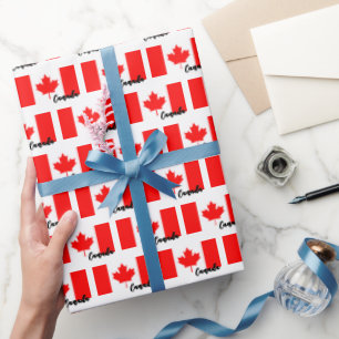 Canada Wrapping Paper, Canadian Flag patriot White Paper