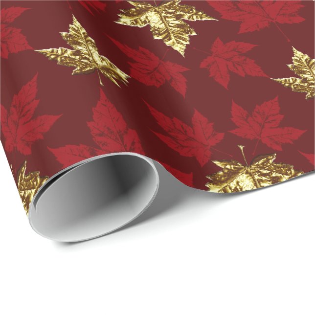 Canada Wrapping Paper Gold Canada Souvenir Paper (Roll Corner)