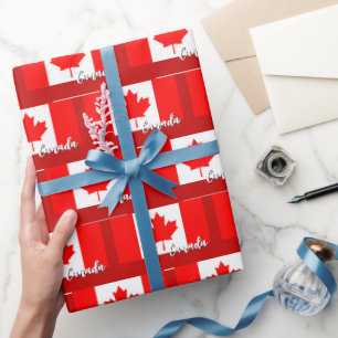 Canada Wrapping Paper, Red Xmas, Canadian Flag Paper