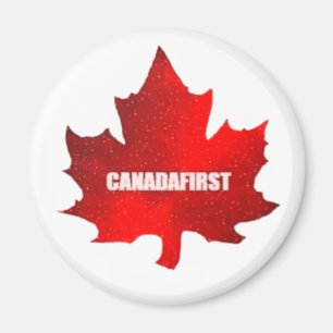 Canadafirst Red Maple Leaf Button  Magnet