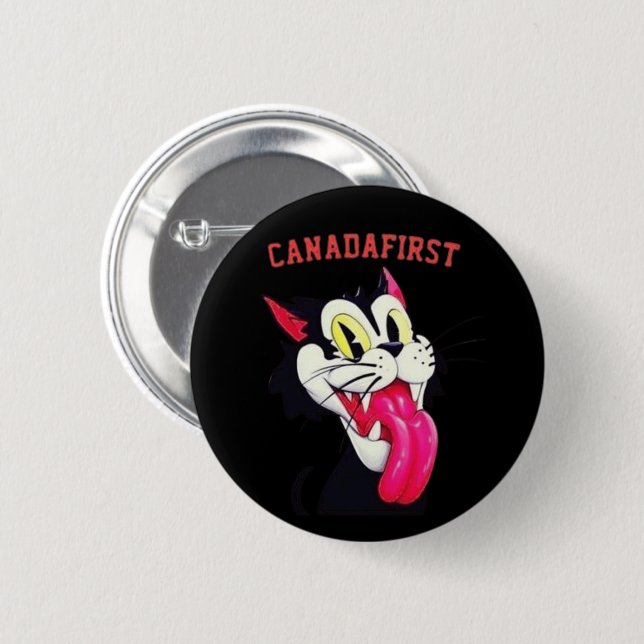 CANADAFIRST VINTAGE CAT 2 INCH ROUND BUTTON (Front & Back)