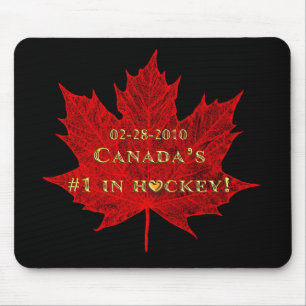 Canada's Hockey Win-Dated!+Red Maple Leaf Mouse Pad
