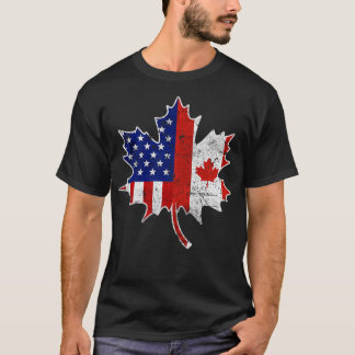 Canadian American Flag Canada Day Maple Leaf T-Shirt