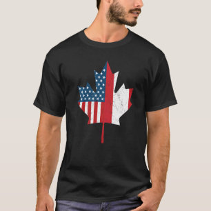 Canadian American Flag Canada Usa Roots Vintage   T-Shirt
