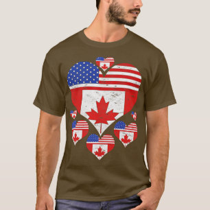 Canadian American Friendship Heart Canadian Flag U T-Shirt