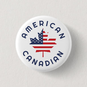 Canadian American Roots 1 Inch Round Button