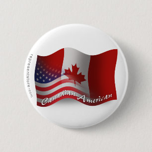 Canadian-American Waving Flag 2 Inch Round Button