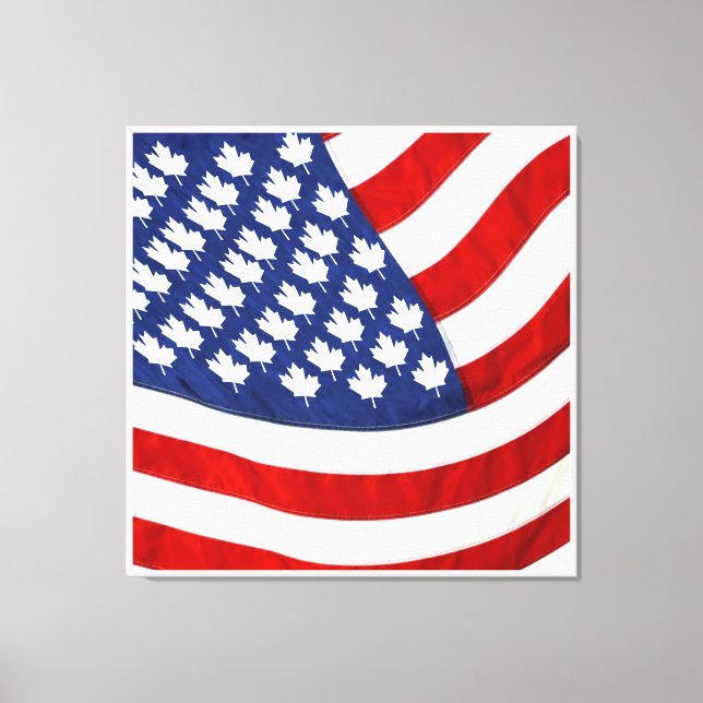 Canadian / American Waving Flag Canvas Print (Front)