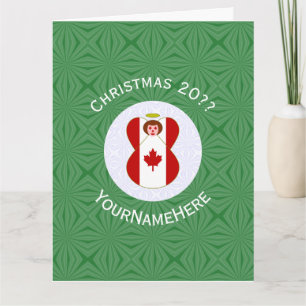 Canadian Angel Christmas Flag Personalized Card