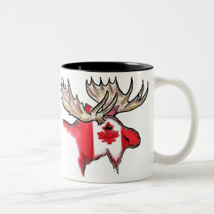 Canadian artistic elk local flag coffee mug