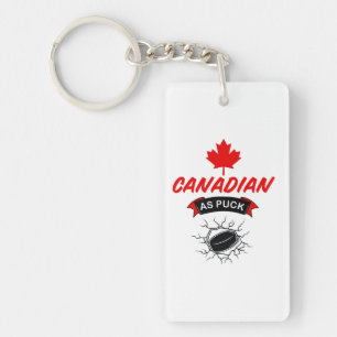 Canadian as Puck Keychain