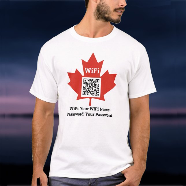 Canadian Bar Wifi Plus QR Code Plus Address on a T-Shirt (Creator Uploaded)