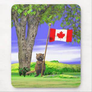 Canadian Beaver and Flag Mouse Pad