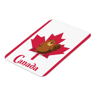 Canadian beaver cartoon travel poster magnet