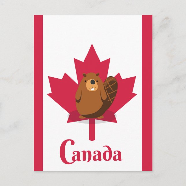Canadian beaver cartoon travel poster postcard (Front)