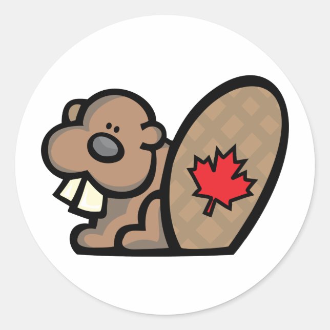 Canadian Beaver Classic Round Sticker (Front)