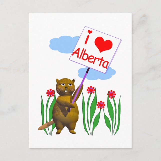 Canadian Beaver Loves Alberta Postcard (Front)