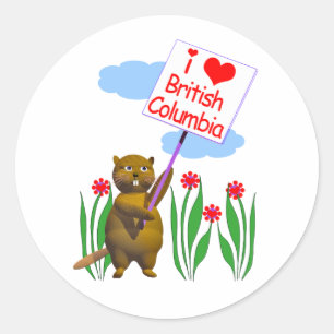 Canadian Beaver Loves British Columbia Classic Round Sticker
