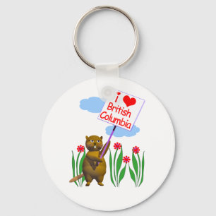 Canadian Beaver Loves British Columbia Keychain