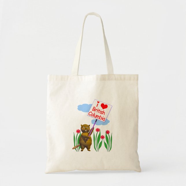 Canadian Beaver Loves British Columbia Tote Bag (Front)