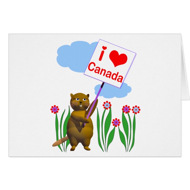 Canadian Beaver Loves Canada Card (Front Horizontal)